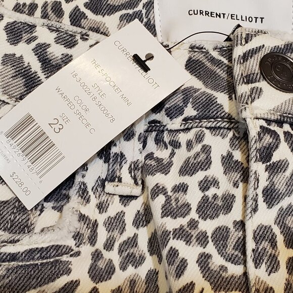 NWT Current/Elliott Leopard animal print Raw Hem Mini skirt 23 - Picture 2 of 5